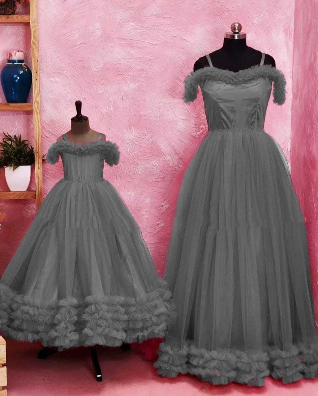 YNF SOFT NET PRI 049 MOTHER & DAUGHTER COMBO WHOLESALE GOWNS MANUFACTURER